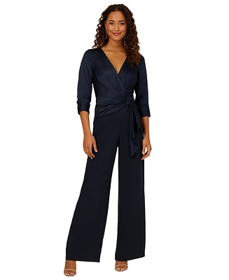 Adrianna Papell Women's Faux-Wrap Wide-Leg Jumpsuit