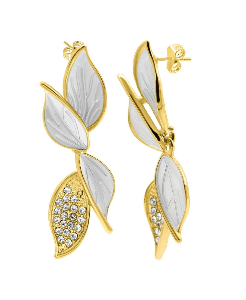 Adornia 14K Gold-Plated Crystal Flower Branch Leaf Earrings