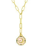 Adornia 14K Gold-Plated Adjustable Paperclip Moon Tablet Octagon Necklace