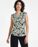 Anne Klein Women's Printed Cowl-Neck Tank Top