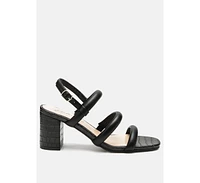 London Rag slater croc skin faux leather block heel sandals