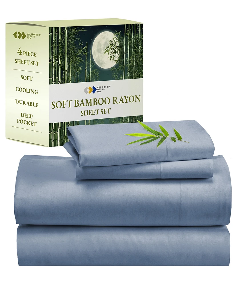 Soft Silk-Like 100% Rayon from Bamboo Cooling Bed Sheets King