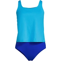 Lands' End Plus Scoop Neck One Piece Fauxkini Swimsuit