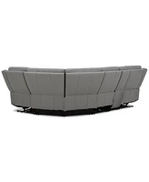 Addyson 117" 5-Pc. Leather Sectional with 3 Zero Gravity Recliners Power Headrests, Created for Macy's