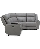 Addyson 117" 5-Pc. Leather Sectional with 2 Zero Gravity Recliners Power Headrests, Created for Macy's