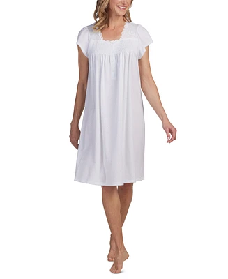 Miss Elaine Women's Smocked Lace-Trim Nightgown