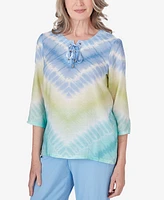 Alfred Dunner Petite Hyannisport Tie Dye Chevron Tunic