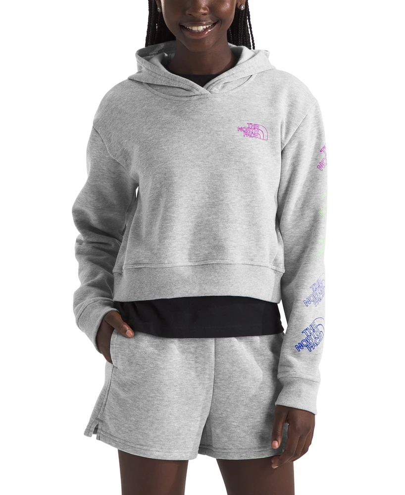 The North Face Big Girls Camp Fleece Pullover Hoodie - Tnf Light Grey Heather/multi