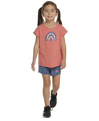 adidas Little & Toddler Girls Graphic T-Shirt Mesh Shorts, 2 Piece Set