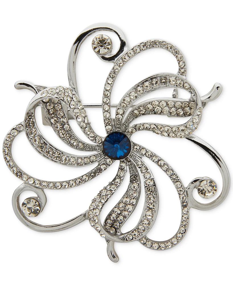 Anne Klein Silver-Tone Pave & Color Crystal Elegant Flower Pin