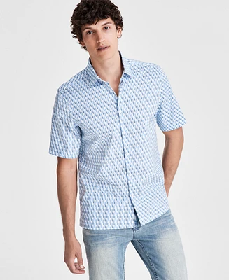 Alfani Men's Regular-Fit Geo-Print Button-Down Shirt, Created for Macy's