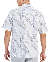 Alfani Men's Regular-Fit Abstract Wave-Print Button-Down Shirt, Created for Macy's
