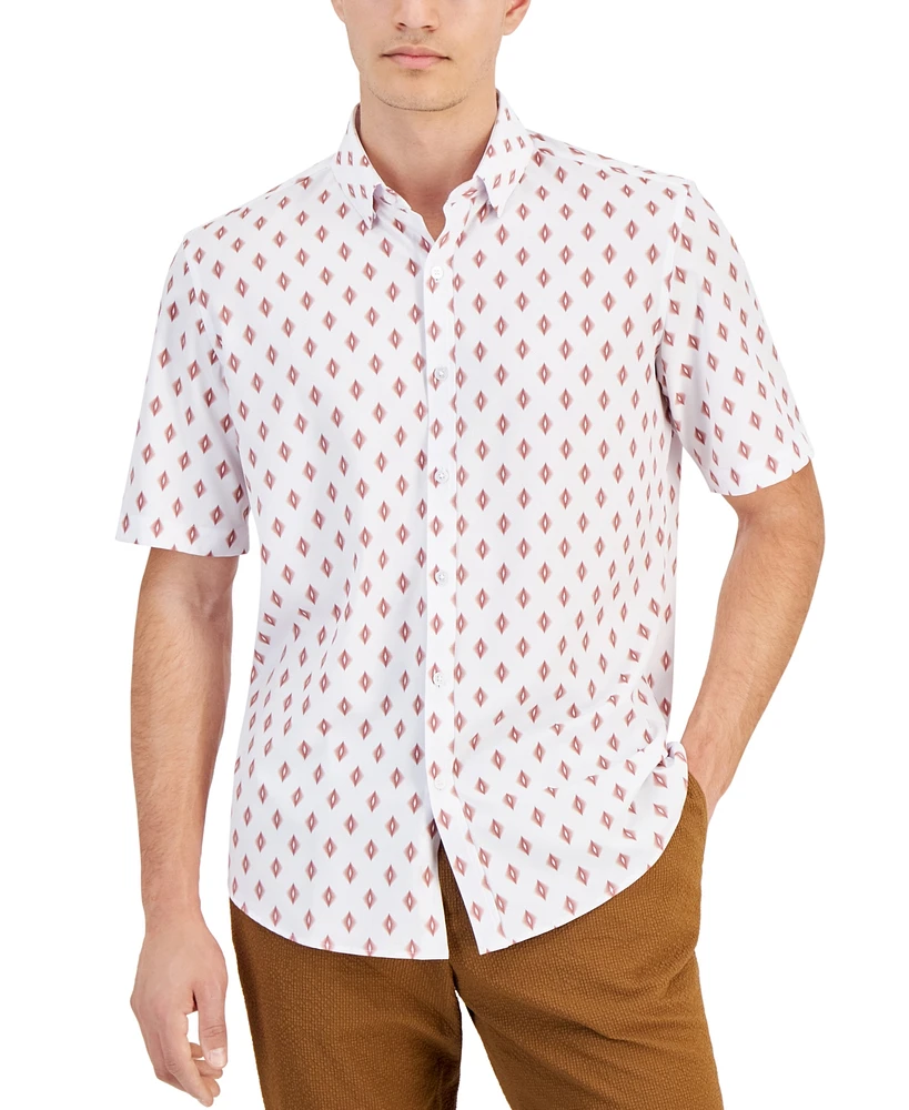 Alfani Men's Alfatech Seventy Regular-Fit 4-Way Stretch Geo-Print Button-Down Shirt, Created for Macy's