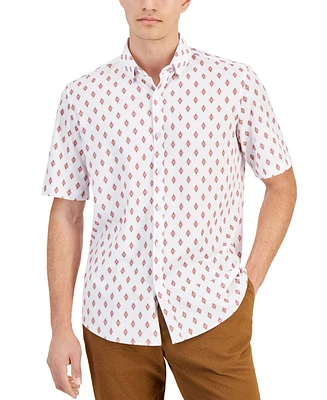 Alfani Men's Alfatech Seventy Regular-Fit 4-Way Stretch Geo-Print Button-Down Shirt, Created for Macy's