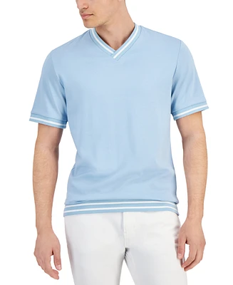 Alfani Men's Regular-Fit Tipped Ponte-Knit V-Neck T-Shirt, Created for Macy's