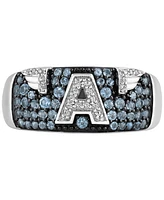Marvel Wonder Fine Jewelry Men's Swiss Blue Topaz (3/4 ct. t.w.) & Diamond (1/10 Captain America Ring Sterling Silver
