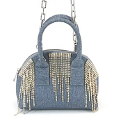 Like Dreams Half Moon Denim Rhinestone Crossbody Purse