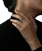 Wonder Fine Jewelry Garnet (1 ct. t.w.) & Black Diamond (1/20 ct. t.w.) Darth Vader Lightsaber Ring in Sterling Silver