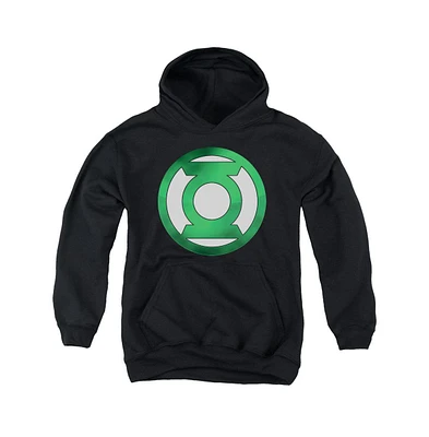 Green Lantern Boys Youth Chrome Logo Pull Over Hoodie / Hooded Sweatshirt