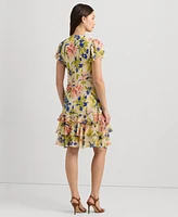 Lauren Ralph Women's Floral Georgette Drop-Waist Dress