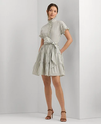 Lauren Ralph Women's Striped Cotton Broadcloth Shirtdress