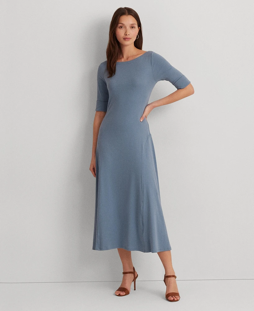 Lauren Ralph Women's Stretch Cotton Midi Dress