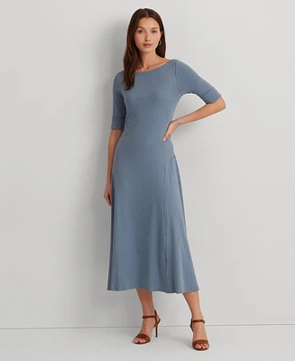 Lauren Ralph Women's Stretch Cotton Midi Dress