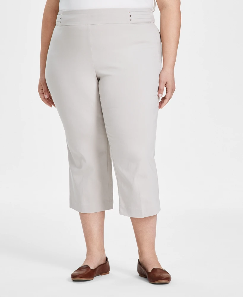 Jm Collection Plus Tummy Control Pull-On Capri Pants, Created for Macy's