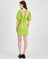 City Studios Juniors' Square-Neck Balloon-Sleeve Sheath Dress