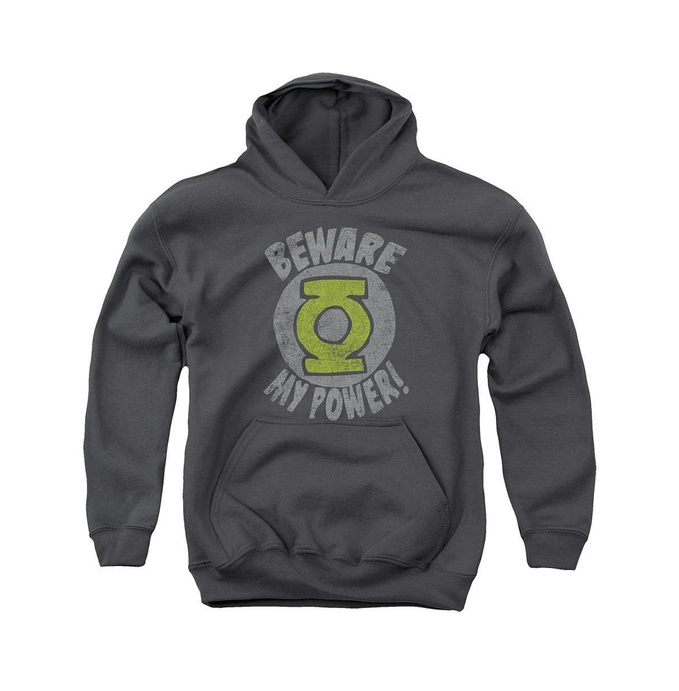 Green Lantern Boys Youth Beware Pull Over Hoodie / Hooded Sweatshirt