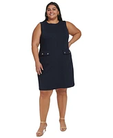 Tommy Hilfiger Plus Size Jacquard Sleeveless Shift Dress