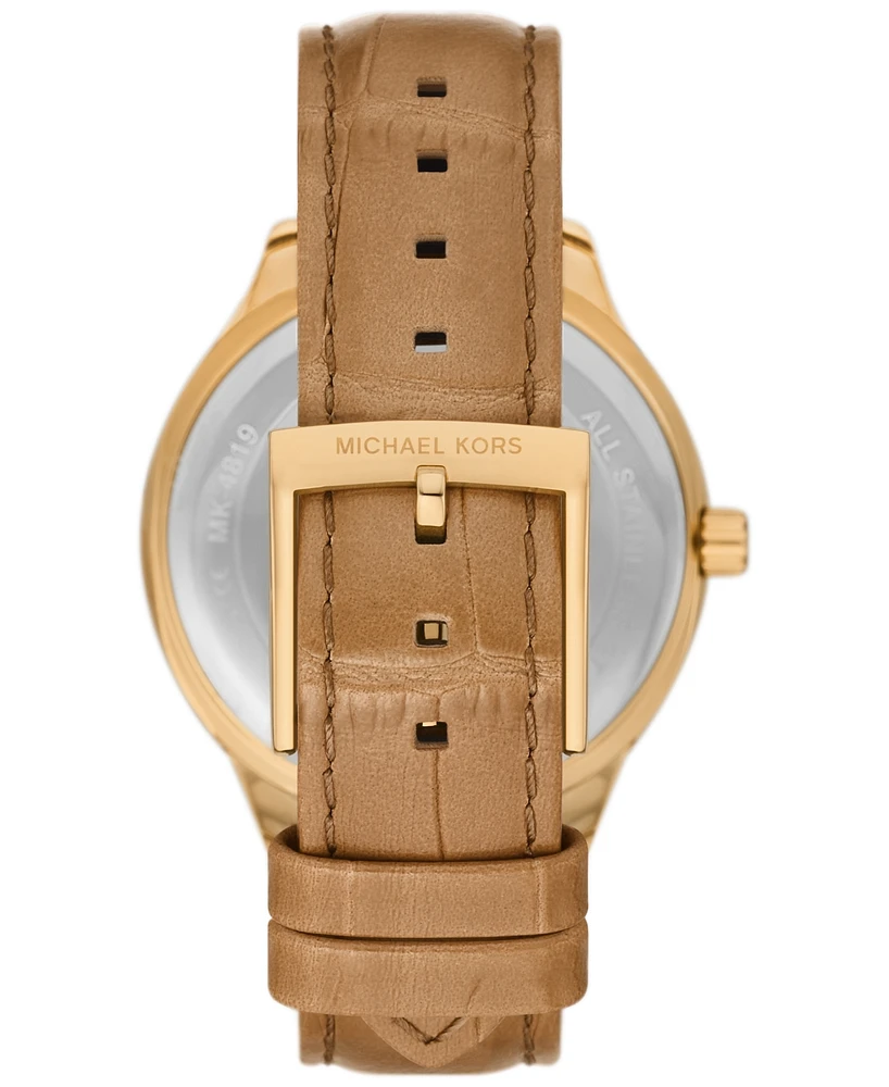 Michael Kors Women's Sage Three-Hand Peanut Croco Embossed Leather Watch 38mm