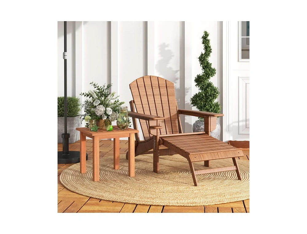 Slickblue Patio Hardwood Square Side Table with Slatted Tabletop