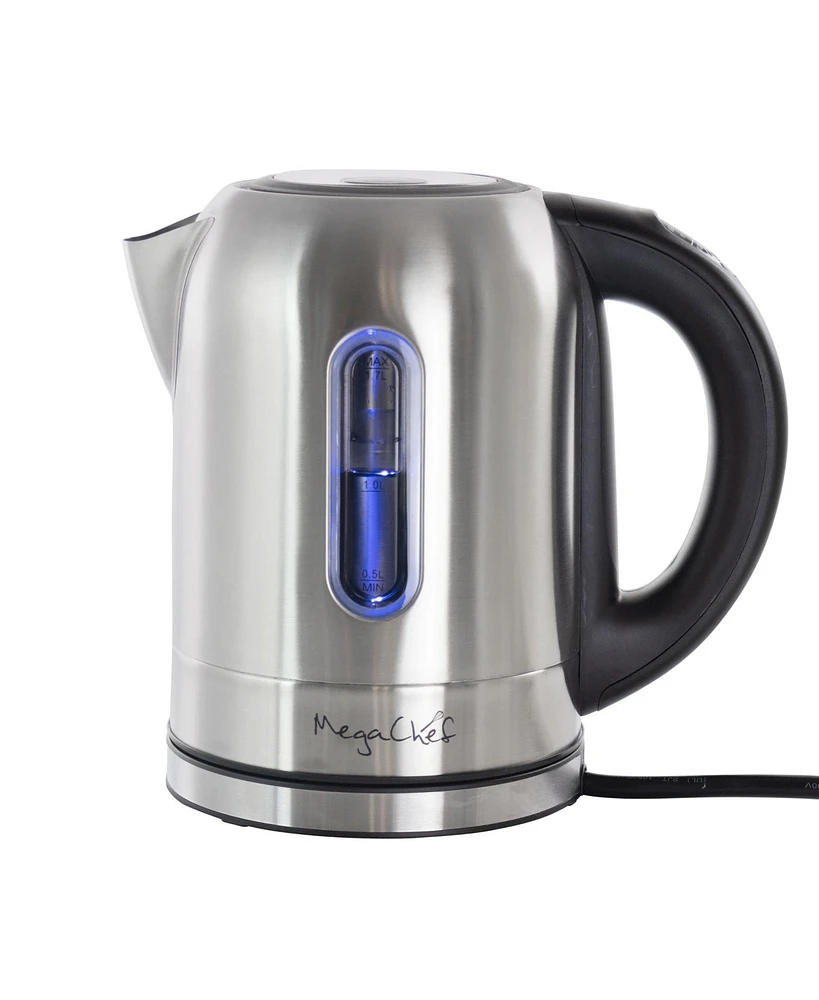 MegaChef 1.7Liter Stainless Steel Electric Tea Kettle with 5 Preset Temperature