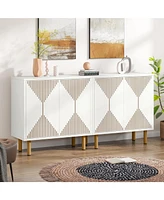 Tribesigns Modern White Storage Cabinet Set, Classic 59 inches Sideboard with doors for Living Room, Dining Garage