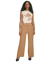 Calvin Klein Petite Solid Lux High-Rise Wide-Leg Pants