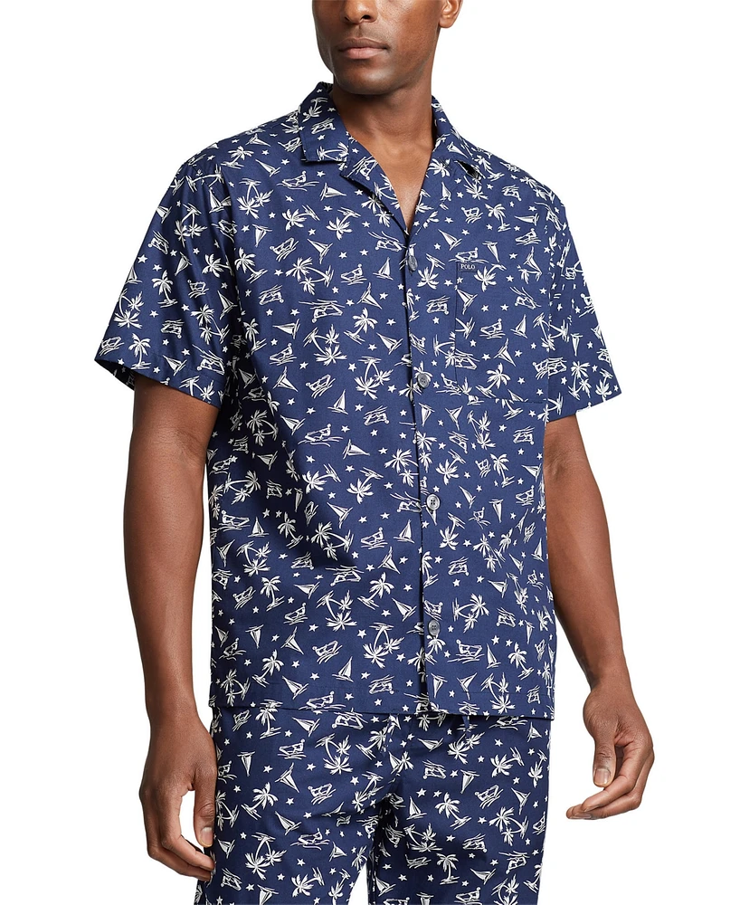 Polo Ralph Lauren Men's Cotton Notched-Collar Pajama Shirt