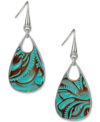 Patricia Nash Silver-Tone Printed Leather Drop Earrings