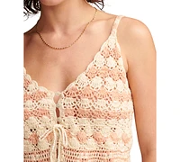 Lucky Brand Women's Cotton Crochet Tie-Front Tank