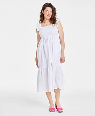 On 34th Women's Cotton Smocked Midi Dress