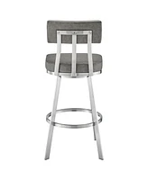 Armen Living Benjamin 30" Swivel Bar Stool Brushed Stainless Steel with Faux Leather