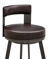 Armen Living Flynn 26" Swivel Counter Stool in Metal with Faux Leather