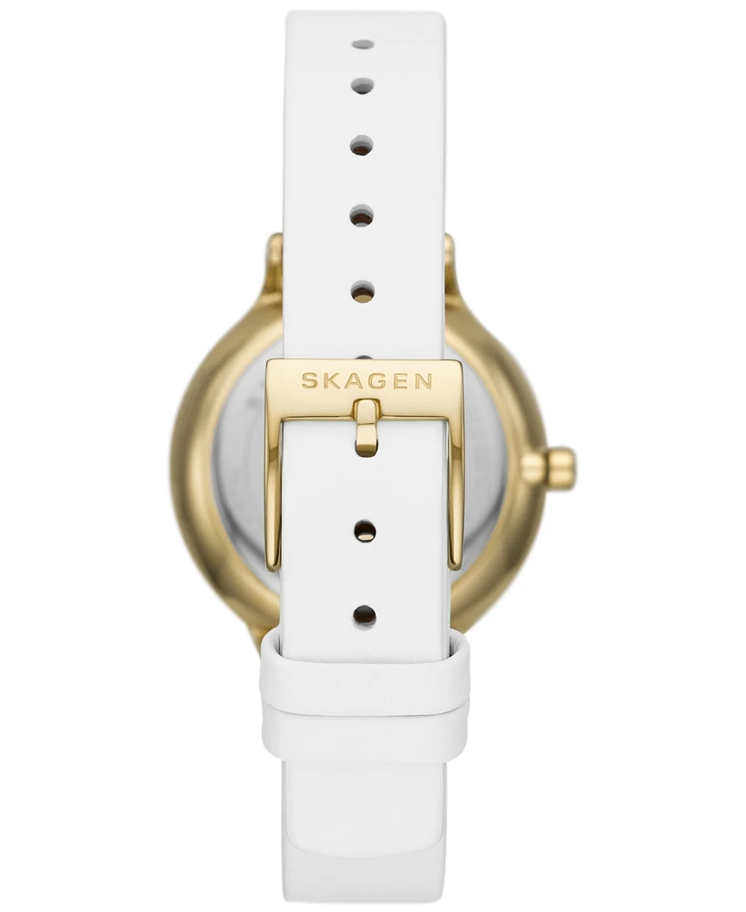 Skagen Women's Anita Lille Three Hand White Leather Watch 30mm