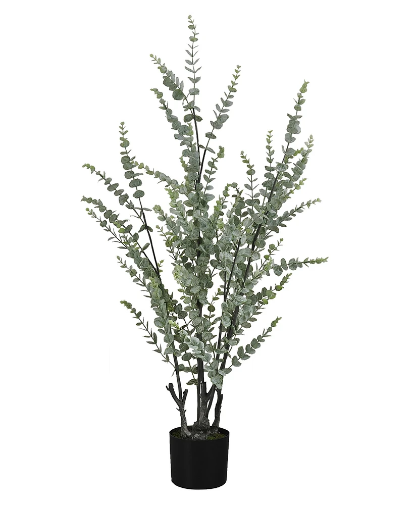 Monarch Specialties 44" Indoor Artificial Floor Eucalyptus Tree with Black Pot