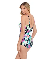 Women's ShapeSolver Cross Over Sarong One-Piece Swimsuit