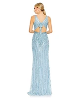 Mac Duggal Women's Sequined Faux Wrap Sleeveless Gown