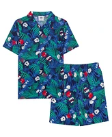 Mickey Mouse Big Boys Short Sleeve Woven Shirt and Shorts