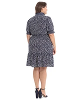 London Times Plus Size Printed Short-Sleeve Shift Dress