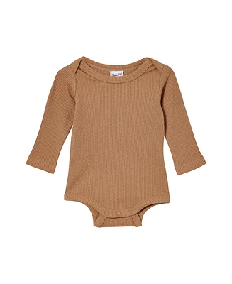 Cotton On Baby Boys and Baby Girls Newborn Pointelle Long Sleeve Bubbysuit