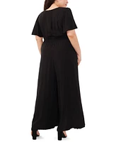 Msk Plus Size Smocked Tie-Waist Jumpsuit